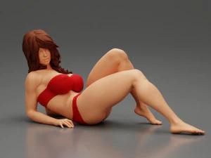 Sexy Adult Woman in Swimsuit Sunbathing on the Beach 3D Print Model 3D Print Model