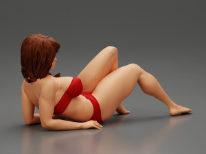 Sexy Adult Woman in Swimsuit Sunbathing on the Beach 3D Print Model Modelo de Impressão 3D