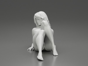 Sexy Adult Woman in Swimsuit Sunbathing on the Beach 3D Print Model Modelo de Impressão 3D