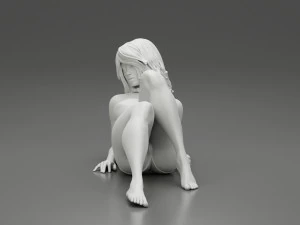 Mujer adulta sexy en traje de ba&ntilde;o tomando el sol en la playa Modelo de impresi&oacute;n 3D Modelo de impresión 3D