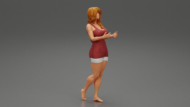 Young Woman Standing and Opening her Hands with Ready to Hug 3D Print Model 3D printmodel .c4d .max .obj .3ds .fbx .stl .blend 