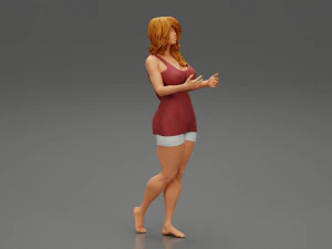 Young Woman Standing and Opening her Hands with Ready to Hug 3D Print Model 3D Print Model