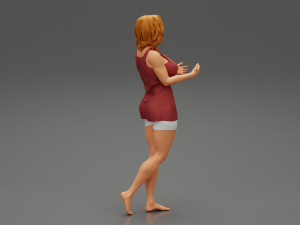 Young Woman Standing and Opening her Hands with Ready to Hug 3D Print Model 3D printmodel