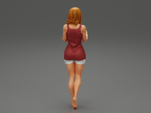 Young Woman Standing and Opening her Hands with Ready to Hug 3D Print Model 3D printmodel