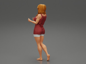 Young Woman Standing and Opening her Hands with Ready to Hug 3D Print Model 3D printmodel