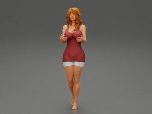 Young Woman Standing and Opening her Hands with Ready to Hug 3D Print Model 3D printmodel