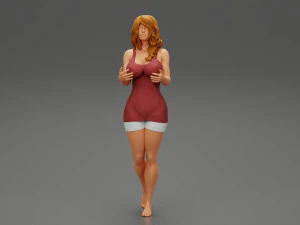 Young Woman Standing and Opening her Hands with Ready to Hug 3D Print Model 3D Print Model