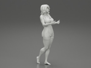 Young Woman Standing and Opening her Hands with Ready to Hug 3D Print Model 3D printmodel