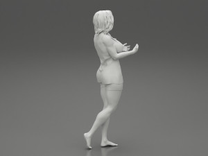 Young Woman Standing and Opening her Hands with Ready to Hug 3D Print Model 3D printmodel