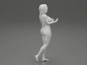 Young Woman Standing and Opening her Hands with Ready to Hug 3D Print Model 3D Print Model