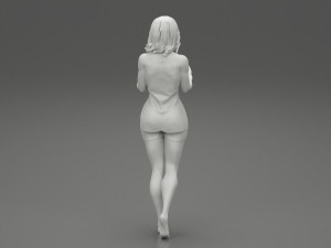 Young Woman Standing and Opening her Hands with Ready to Hug 3D Print Model 3D printmodel