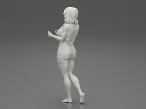 Young Woman Standing and Opening her Hands with Ready to Hug 3D Print Model 3D printmodel