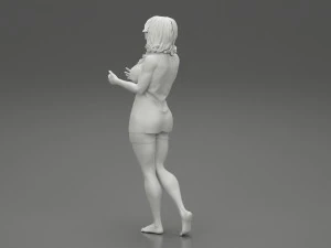 Young Woman Standing and Opening her Hands with Ready to Hug 3D Print Model 3D Print Model