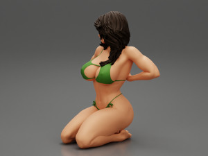 Sexy Girl Bikini Sitting Posing Sandy Beach 3D Print Model 3D Baskı Modeli