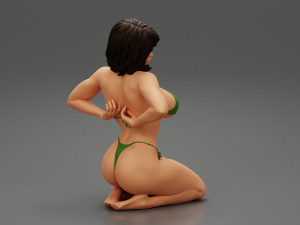 Sexy Girl Bikini Sitting Posing Sandy Beach 3D Print Model 3D Baskı Modeli