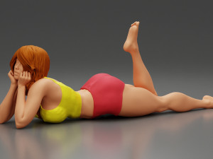 Happy Woman Lying on Floor 3D Print Model 3D Print Model