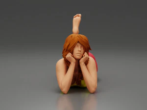 Happy Woman Lying on Floor 3D Print Model 3D Print Model