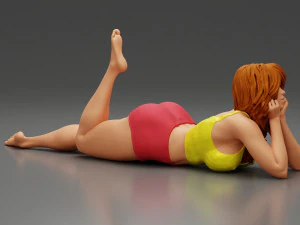 Happy Woman Lying on Floor 3D Print Model 3D Print Model