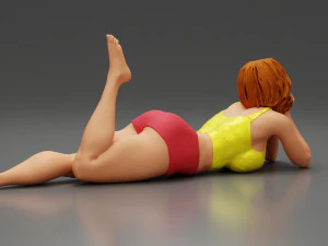Happy Woman Lying on Floor 3D Print Model 3D Print Model