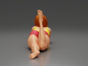 Happy Woman Lying on Floor 3D Print Model 3D Принт Модель