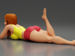 Happy Woman Lying on Floor 3D Print Model 3D Принт Модель