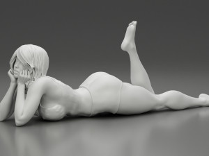 Happy Woman Lying on Floor 3D Print Model 3D Принт Модель