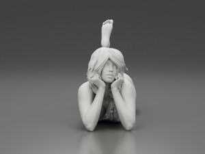 Happy Woman Lying on Floor 3D Print Model 3D Принт Модель