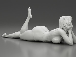 Happy Woman Lying on Floor 3D Print Model 3D Принт Модель