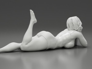 Happy Woman Lying on Floor 3D Print Model 3D Принт Модель