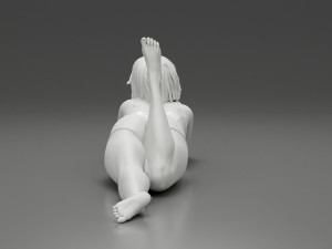 Happy Woman Lying on Floor 3D Print Model 3D Принт Модель