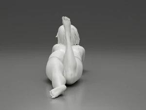 Happy Woman Lying on Floor 3D Print Model 3D Print Model