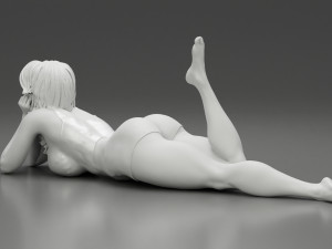 Happy Woman Lying on Floor 3D Print Model 3D Принт Модель