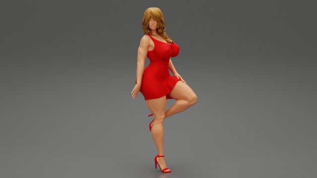Sexy Secretary Leaning Against the Wall 3D Print Model Modelo de Impressão 3D .c4d .max .obj .3ds .fbx .stl .blend