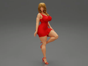 Sexy Secretary Leaning Against the Wall 3D Print Model 3D Print Model