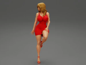 Sexy Secretary Leaning Against the Wall 3D Print Model 3D Print Model