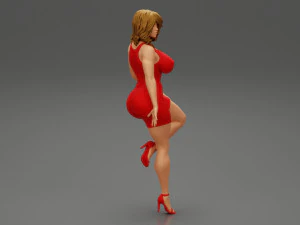 Sexy Secretary Leaning Against the Wall 3D Print Model 3D Print Model