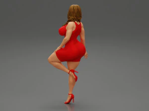 Sexy Secretary Leaning Against the Wall 3D Print Model 3D Print Model