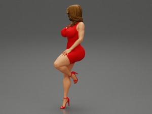 Sexy Secretary Leaning Against the Wall 3D Print Model Modelo de Impressão 3D