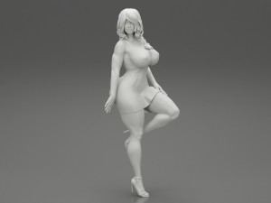 Sexy Secretary Leaning Against the Wall 3D Print Model Modelo de Impressão 3D