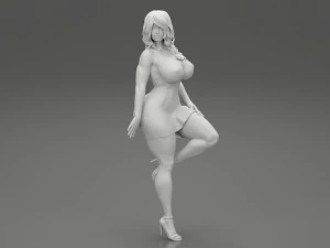 Sexy Secretary Leaning Against the Wall 3D Print Model 3D Print Model