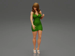 Stylish Girl Posing in Summer Dress and Heeled Sandals 3D Print Model 3D Print Model