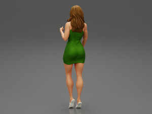 Stylish Girl Posing in Summer Dress and Heeled Sandals 3D Print Model 3D Print Model