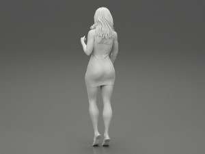 Stylish Girl Posing in Summer Dress and Heeled Sandals 3D Print Model 3D Print Model