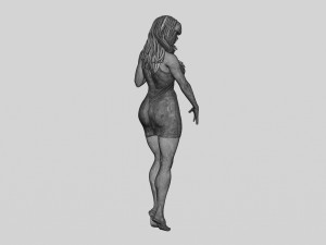 Stylish Girl Posing in Summer Dress and Heeled Sandals 3D Print Model 3D Print Model