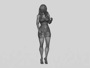 Stylish Girl Posing in Summer Dress and Heeled Sandals 3D Print Model 3D Print Model