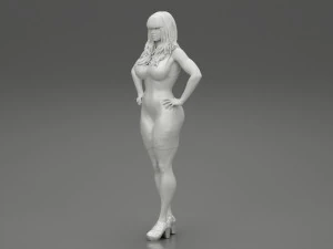 Sexy Woman in a Tight Dress 3D Print Model 3D Print Model