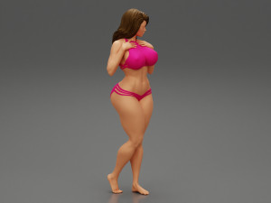 Sexy Girl Swimming Suit Beach Fashion Bikini 3D Print Model Modèles 3D en vedette