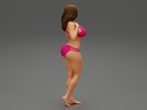 Sexy Girl Swimming Suit Beach Fashion Bikini 3D Print Model Modèles 3D en vedette