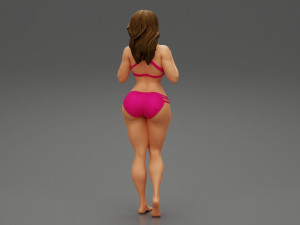 Sexy Girl Swimming Suit Beach Fashion Bikini 3D Print Model Modèles 3D en vedette
