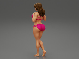 Sexy Girl Swimming Suit Beach Fashion Bikini 3D Print Model Modèles 3D en vedette